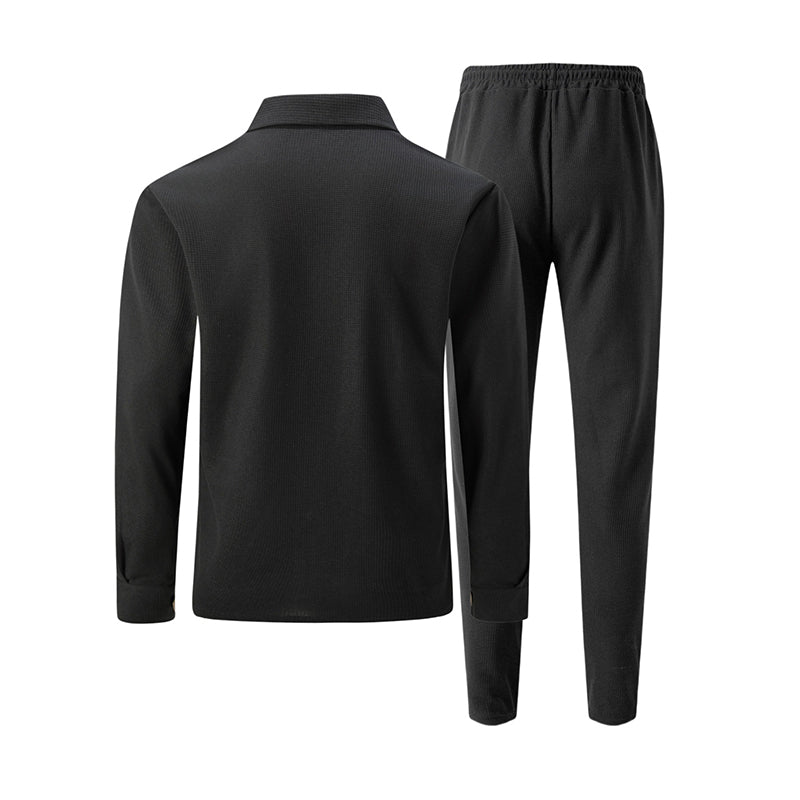 🖤Black Friday Sale:50% OFF🖤 Men's Waffle Knit Cardigan Jacket & Pants Set