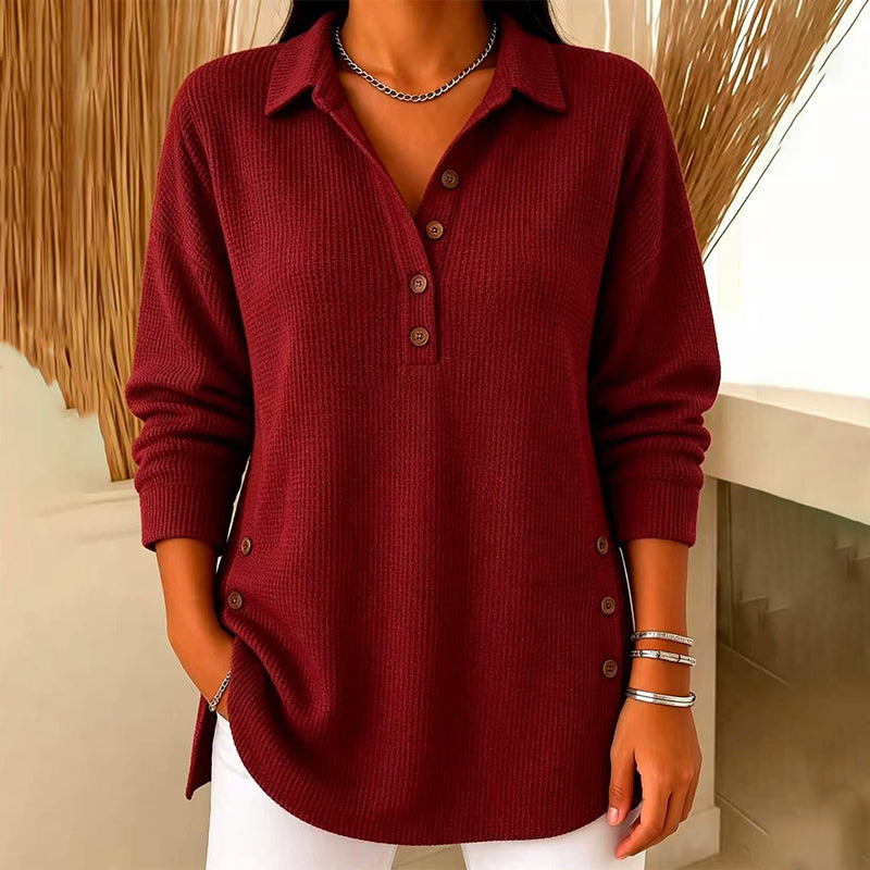 💖Black Friday Mega Deal – 50% off!💖 Women's Waffle Knit Long Sleeve Top ☁️
