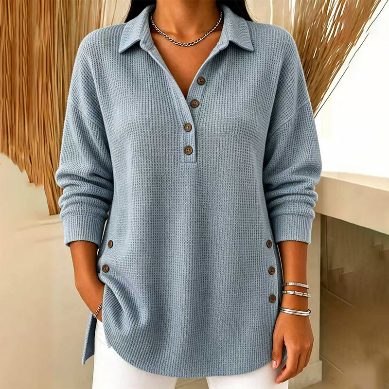 💖Black Friday Mega Deal – 50% off!💖 Women's Waffle Knit Long Sleeve Top ☁️