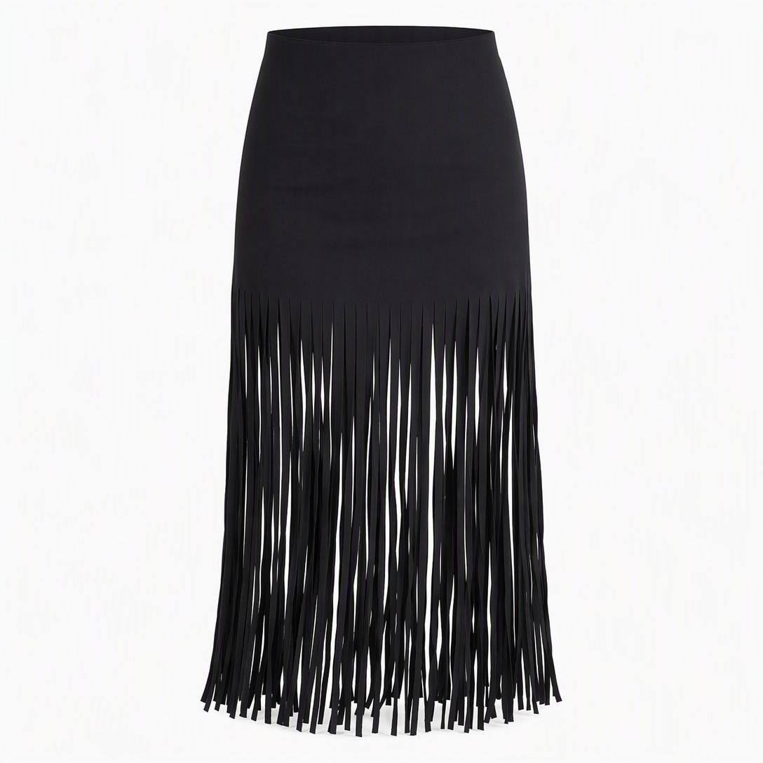 🖤Black Friday Sale:50% OFF🖤 🤠 Women's Elastic Fringe Tassel Skirt Fashionable Versatile Spring and Autumn Skirt