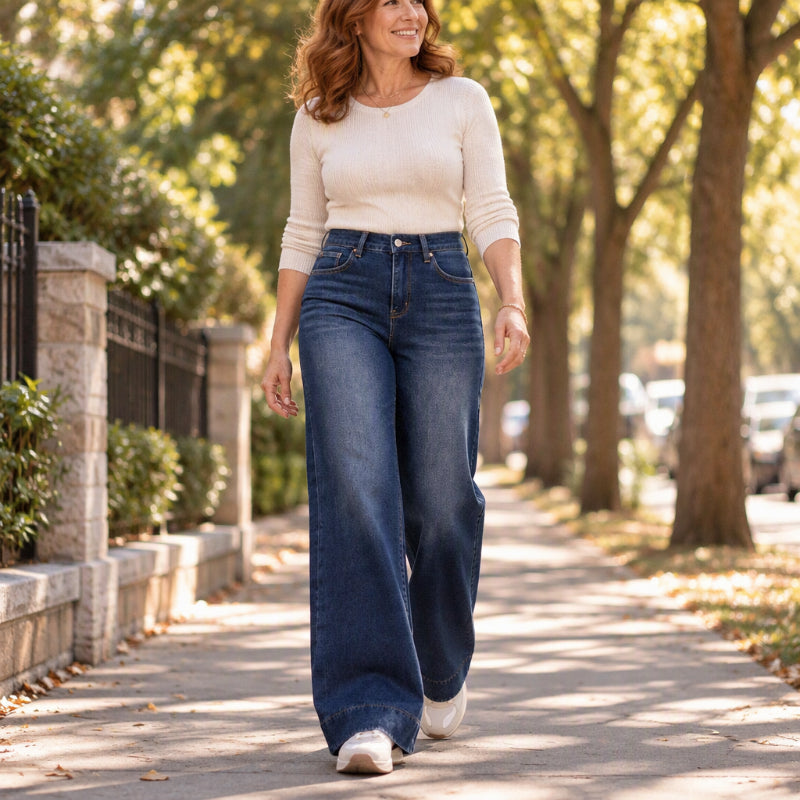 💖Black Friday Mega Deal – 50% off!💖 👖 Women's High Waist Thermal Wide-Leg Jeans☁️