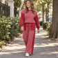 💖Black Friday Mega Deal – 50% off!💖✨Women's Gingham Long Sleeve Top & Wide-Leg Pants Set
