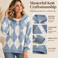 💖Black Friday Mega Deal – 50% off!💖☁️ Women's Casual Argyle Hooded Sweater