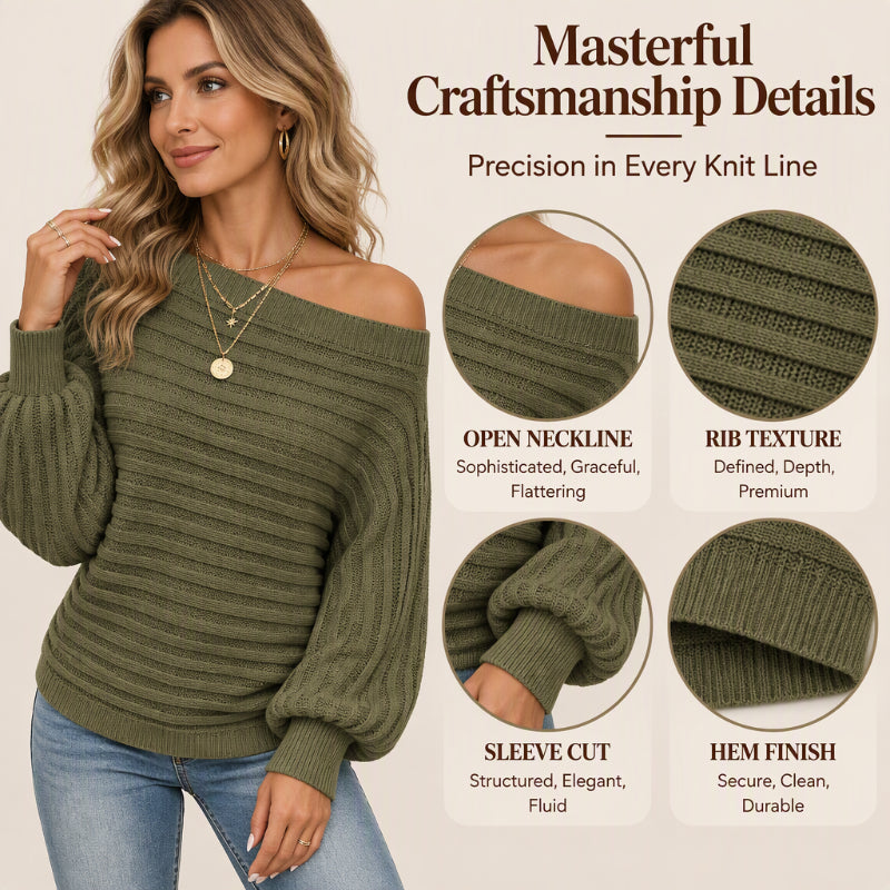 💖Black Friday Mega Deal – 50% off!💖 Women's Casual Off Shoulder Ribbed Knit Top