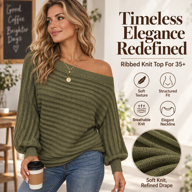 💖Black Friday Mega Deal – 50% off!💖 Women's Casual Off Shoulder Ribbed Knit Top