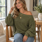 💖Black Friday Mega Deal – 50% off!💖 Women's Casual Off Shoulder Ribbed Knit Top