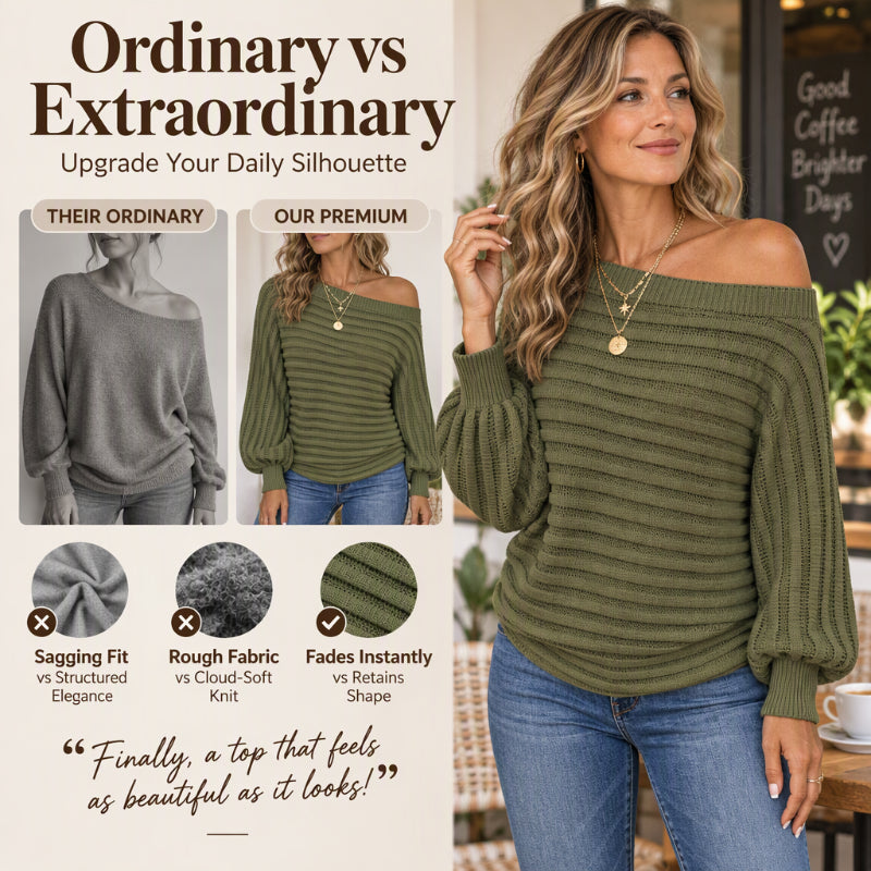 💖Black Friday Mega Deal – 50% off!💖 Women's Casual Off Shoulder Ribbed Knit Top