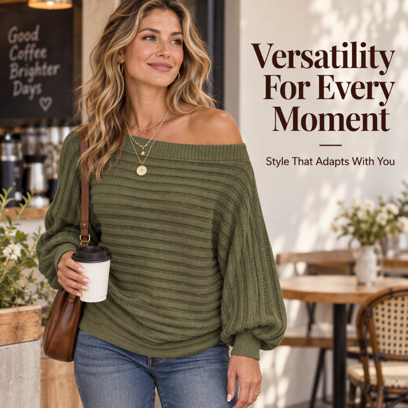 💖Black Friday Mega Deal – 50% off!💖 Women's Casual Off Shoulder Ribbed Knit Top