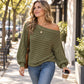 💖Black Friday Mega Deal – 50% off!💖 Women's Casual Off Shoulder Ribbed Knit Top