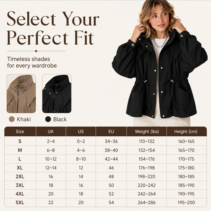 🎉✨ Women's Chic Drawstring Waist Hooded Jacket – Flattering Drawstring Waist, Cozy Hood & Relaxed Fit – Perfect for Fall, Casual Days & Everyday Style
