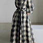 🖤Black Friday Sale:50% OFF🖤 😎 Elegant Women Cotton Linen Solid Color Shirt Dress with Turn Down Collar Elastic Waist