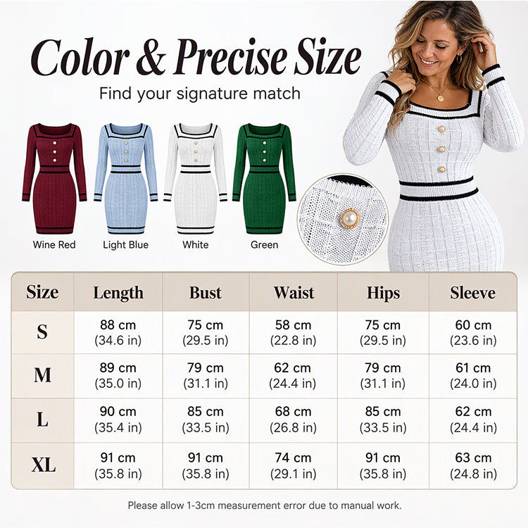 💖Black Friday Mega Deal – 50% off!💖 🍷 Women's Elegant Square Neck Knit Bodycon Dress