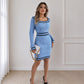 💖Black Friday Mega Deal – 50% off!💖 🍷 Women's Elegant Square Neck Knit Bodycon Dress