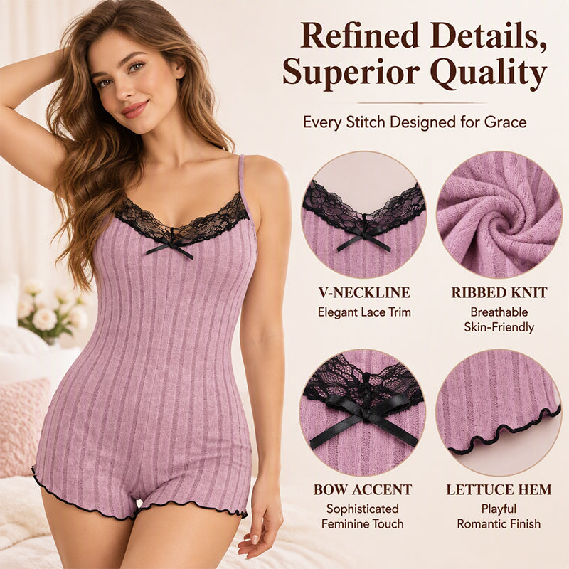 🖤Black Friday Sale:50% OFF🖤 🔥🦋 Women's Butterfly Back Lace Romper – Elegant, Flattering & Comfortable Nightwear