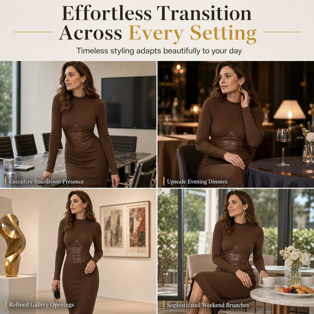 ✨Sculpted Waist, Elegant Curve – Women's Ribbed Bodycon Dress