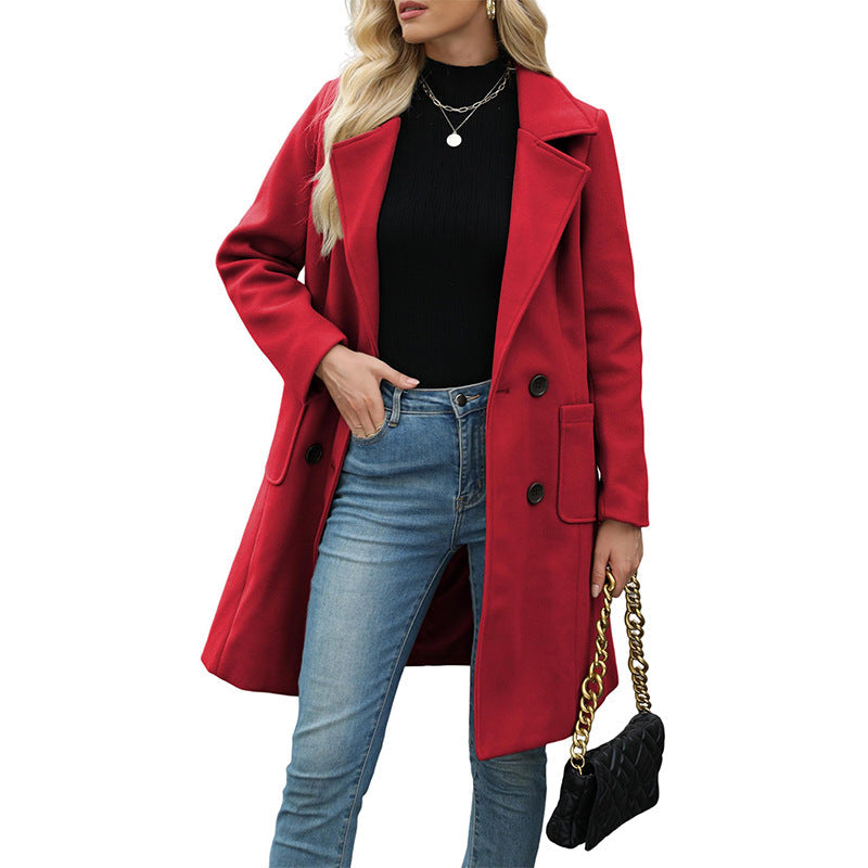 💖Black Friday Mega Deal – 50% off!💖 🍁Women's Double-Breasted Woolen Coat