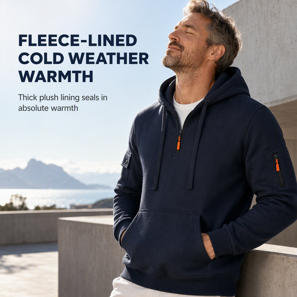 🖤Black Friday Sale:50% OFF🖤 🍂 Men's Heavyweight Fleece Lined Hooded Sweatshirt Loose Fit Casual Workwear