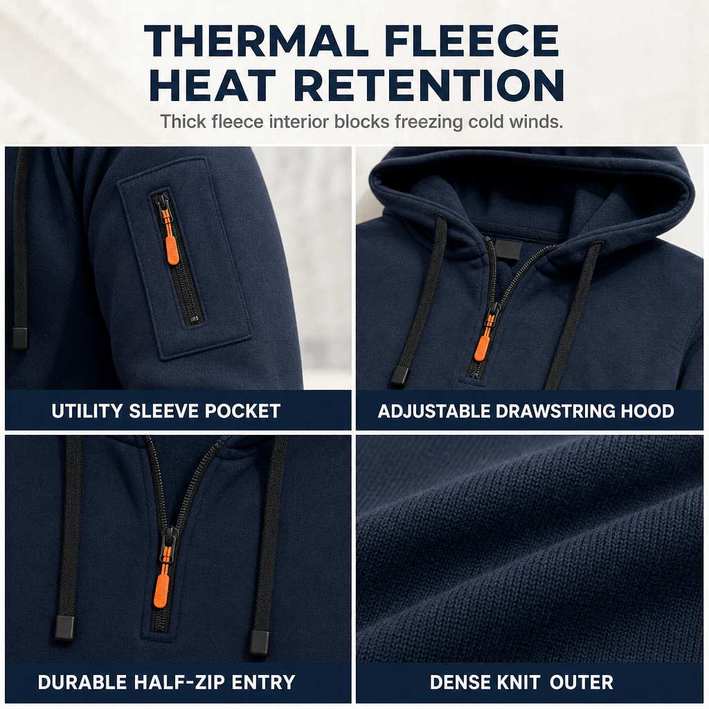 🖤Black Friday Sale:50% OFF🖤 🍂 Men's Heavyweight Fleece Lined Hooded Sweatshirt Loose Fit Casual Workwear