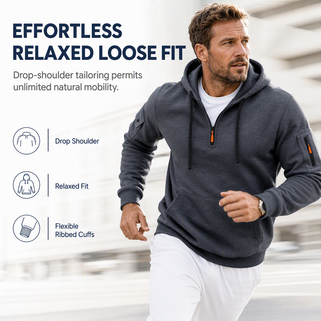 🖤Black Friday Sale:50% OFF🖤 🍂 Men's Heavyweight Fleece Lined Hooded Sweatshirt Loose Fit Casual Workwear
