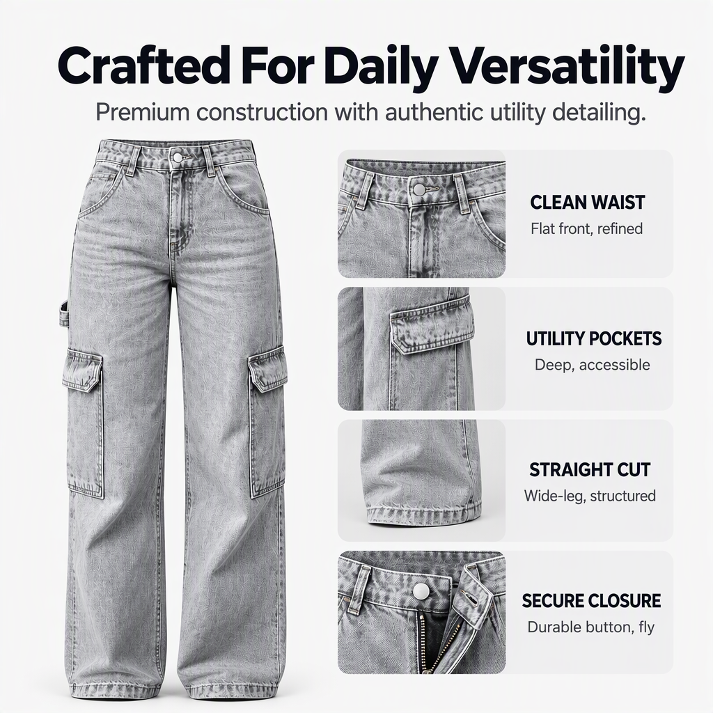 💖Black Friday Mega Deal – 50% off!💖 👖 Women's High-Waisted Stretch Denim Cargo Pants