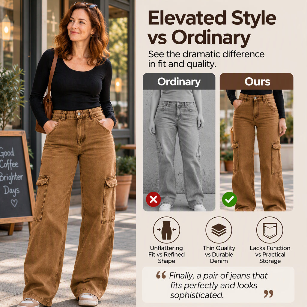 💖Black Friday Mega Deal – 50% off!💖 👖 Women's High-Waisted Stretch Denim Cargo Pants
