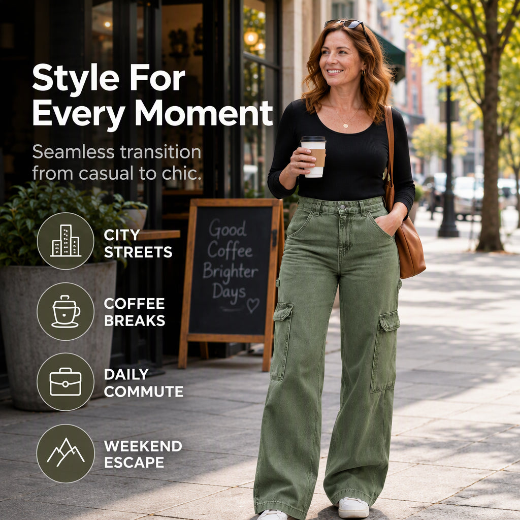 💖Black Friday Mega Deal – 50% off!💖 👖 Women's High-Waisted Stretch Denim Cargo Pants
