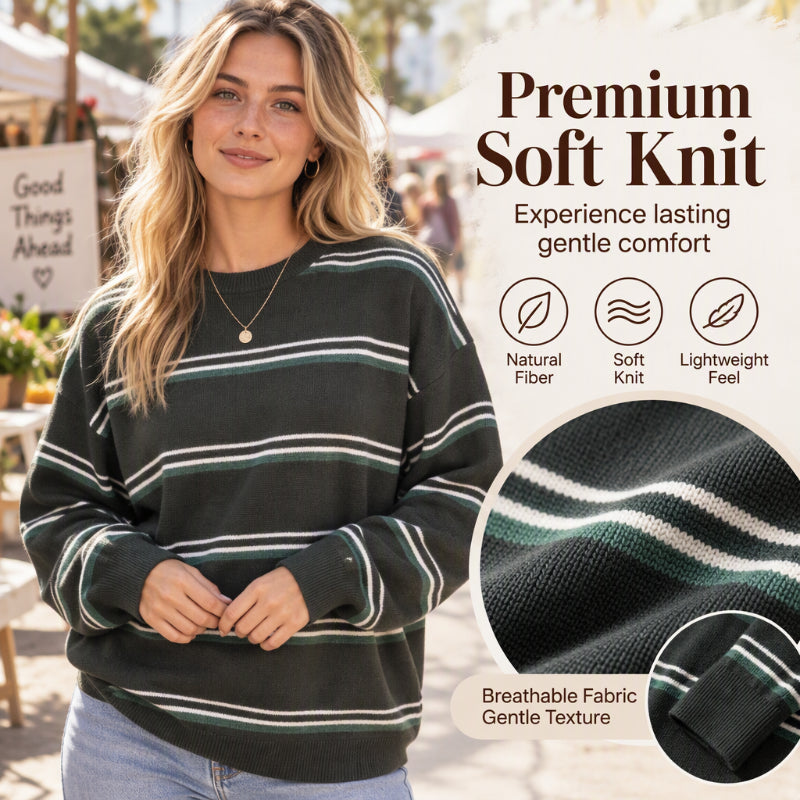 💖Black Friday Mega Deal – 50% off!💖 Women's Casual Crewneck Striped Top