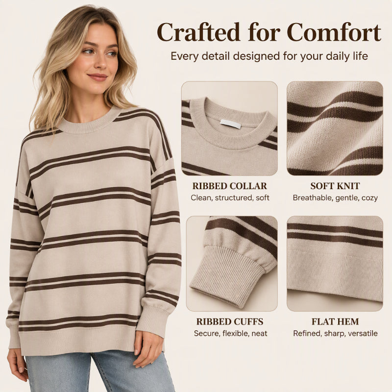 💖Black Friday Mega Deal – 50% off!💖 Women's Casual Crewneck Striped Top