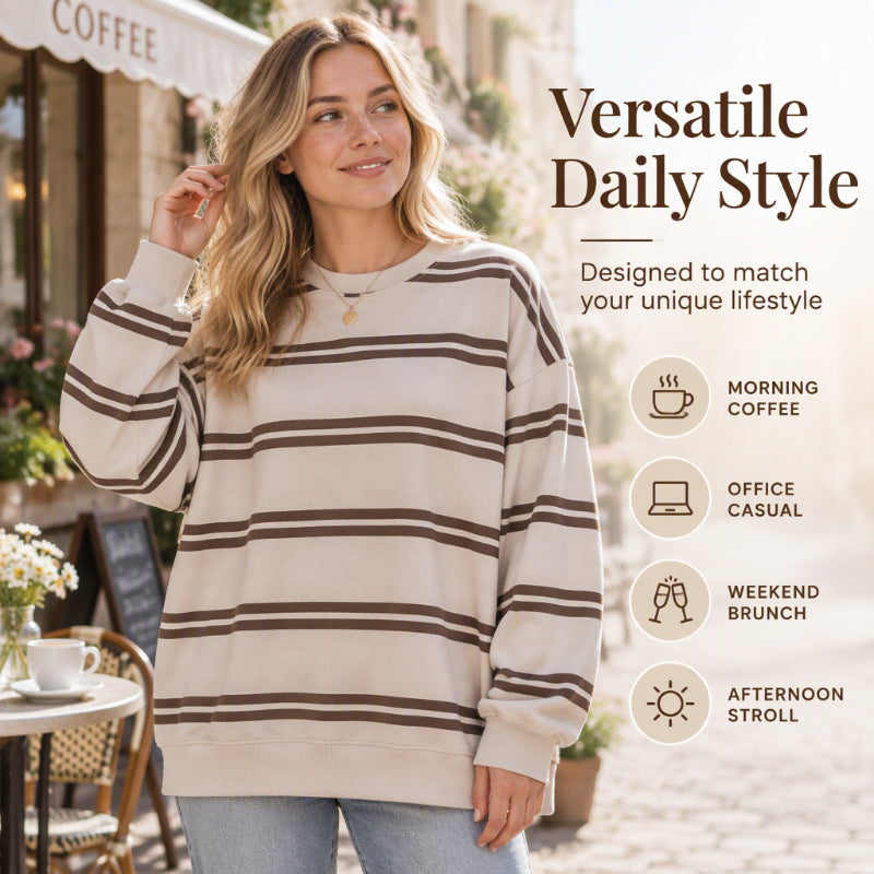 💖Black Friday Mega Deal – 50% off!💖 Women's Casual Crewneck Striped Top