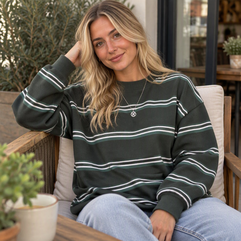 💖Black Friday Mega Deal – 50% off!💖 Women's Casual Crewneck Striped Top