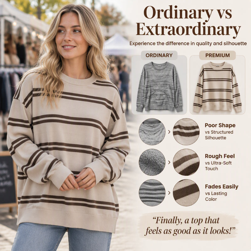 💖Black Friday Mega Deal – 50% off!💖 Women's Casual Crewneck Striped Top