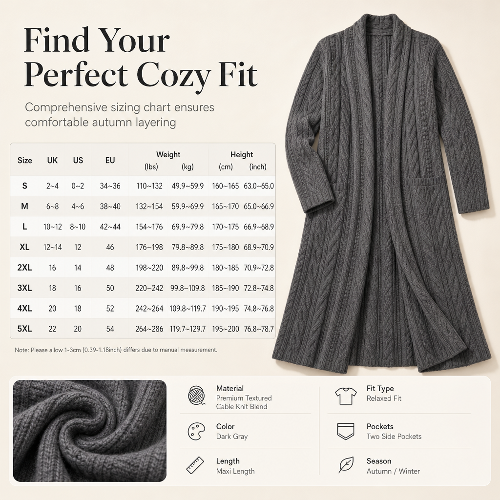 💖Black Friday Mega Deal – 50% off!💖 🍁 Casual Solid Color Long Knit Cardigan Sweater