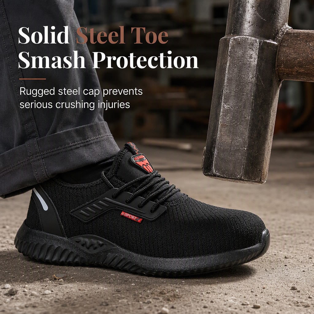 ✨ Durable & Protective 👷 Men's Steel Toe Safety Shoes – Breathable, Lightweight, Puncture Resistant Work Boots 🥾