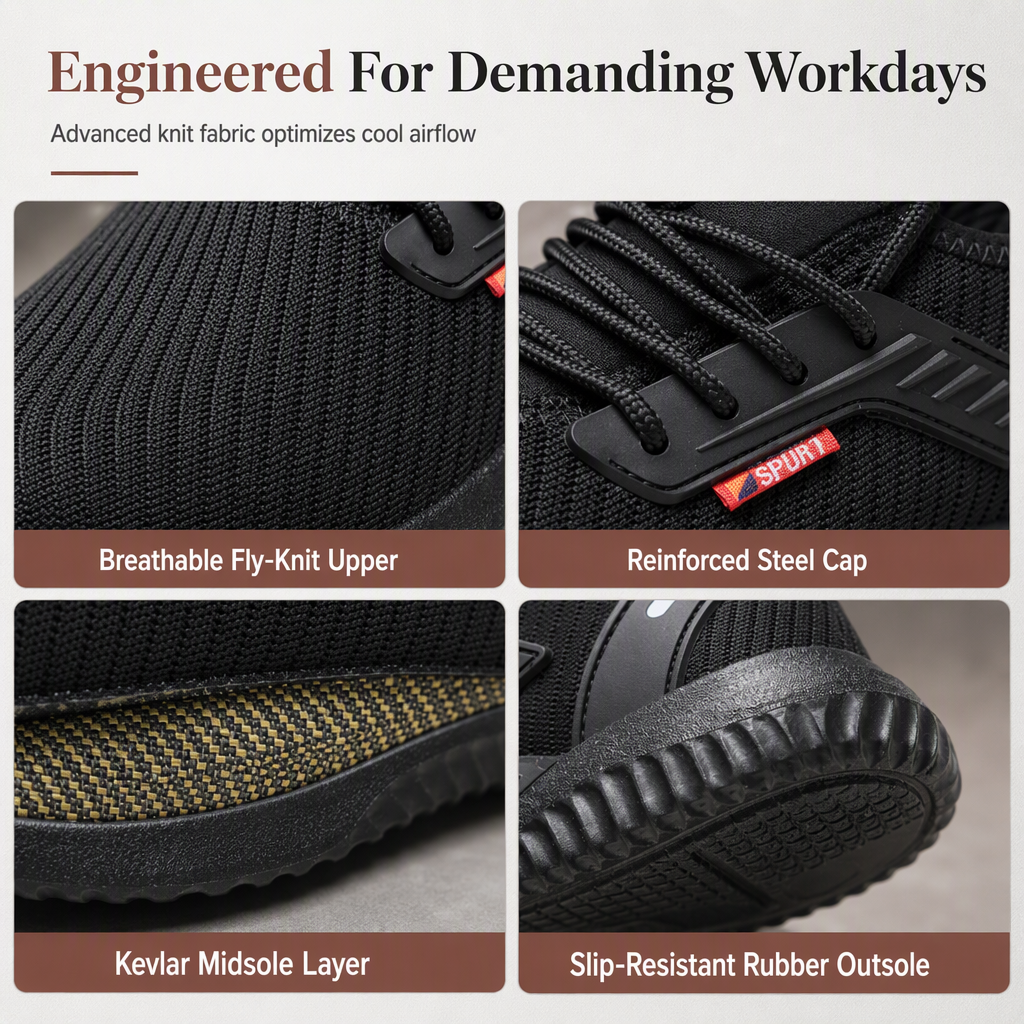 ✨ Durable & Protective 👷 Men's Steel Toe Safety Shoes – Breathable, Lightweight, Puncture Resistant Work Boots 🥾