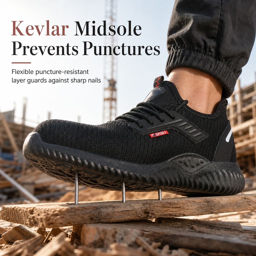 ✨ Durable & Protective 👷 Men's Steel Toe Safety Shoes – Breathable, Lightweight, Puncture Resistant Work Boots 🥾