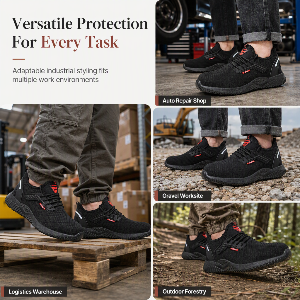 ✨ Durable & Protective 👷 Men's Steel Toe Safety Shoes – Breathable, Lightweight, Puncture Resistant Work Boots 🥾