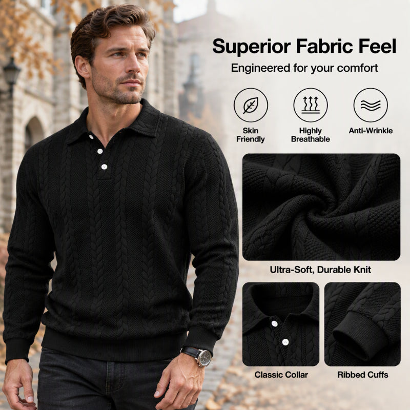 🖤Black Friday Sale:50% OFF🖤 ☕️ Men's Casual Jacquard Cable Texture Top