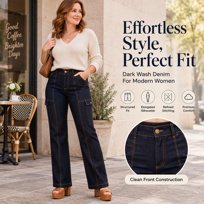 💖Black Friday Mega Deal – 50% off!💖 Women's High Waisted Contrast Stitching Wide-Leg Jeans