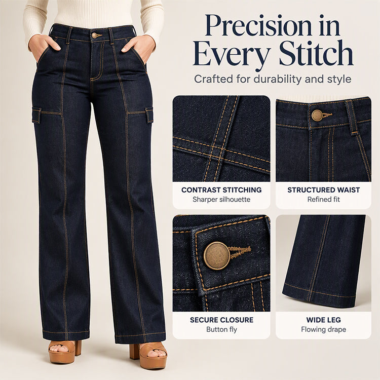 💖Black Friday Mega Deal – 50% off!💖 Women's High Waisted Contrast Stitching Wide-Leg Jeans