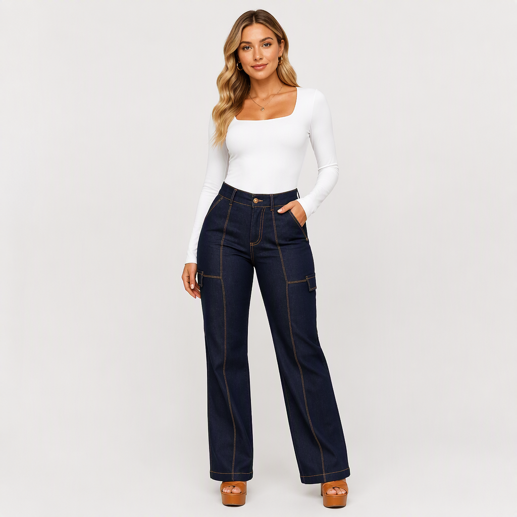 💖Black Friday Mega Deal – 50% off!💖 Women's High Waisted Contrast Stitching Wide-Leg Jeans
