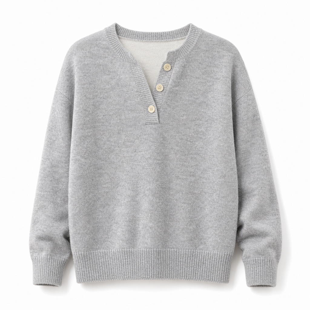 💖Black Friday Mega Deal – 50% off!💖 Casual Mock Two Piece V Neck Knit Sweater with Button Details