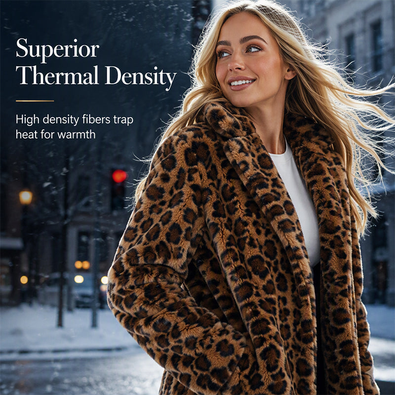 💖Black Friday Mega Deal – 50% off!💖 🐆Women’s Stylish Leopard Print Faux Fur Coat