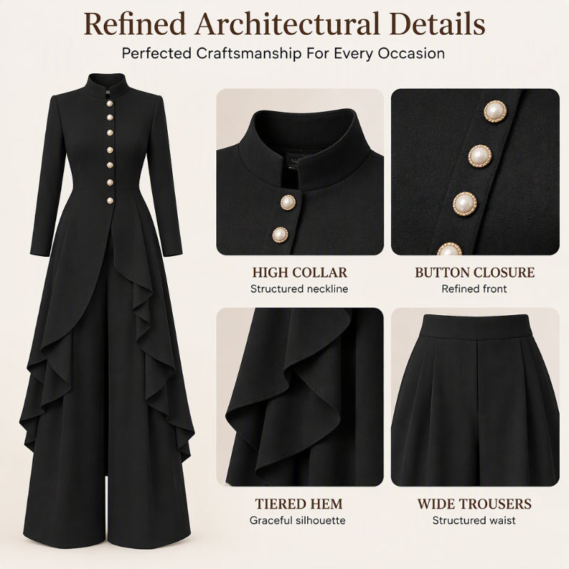 💖Black Friday Mega Deal – 50% off!💖💜Free Shipping🖤Women's Elegant Longline Coat and Wide-Leg Pants Set
