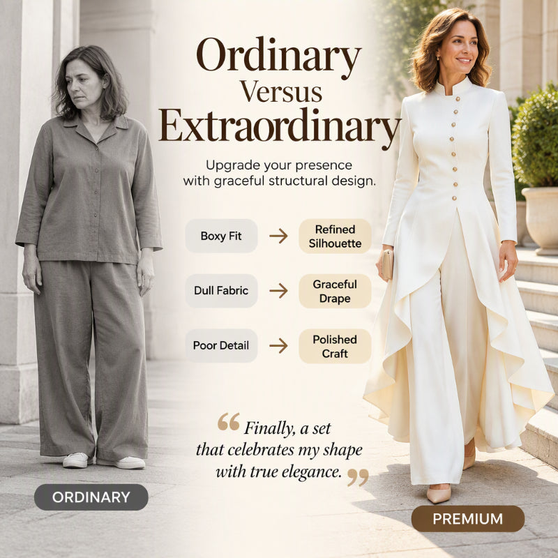 💖Black Friday Mega Deal – 50% off!💖💜Free Shipping🖤Women's Elegant Longline Coat and Wide-Leg Pants Set