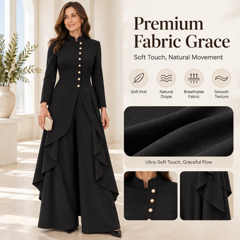 💖Black Friday Mega Deal – 50% off!💖💜Free Shipping🖤Women's Elegant Longline Coat and Wide-Leg Pants Set