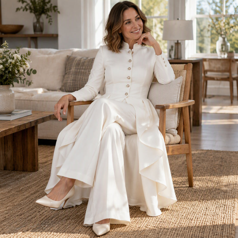 💖Black Friday Mega Deal – 50% off!💖💜Free Shipping🖤Women's Elegant Longline Coat and Wide-Leg Pants Set