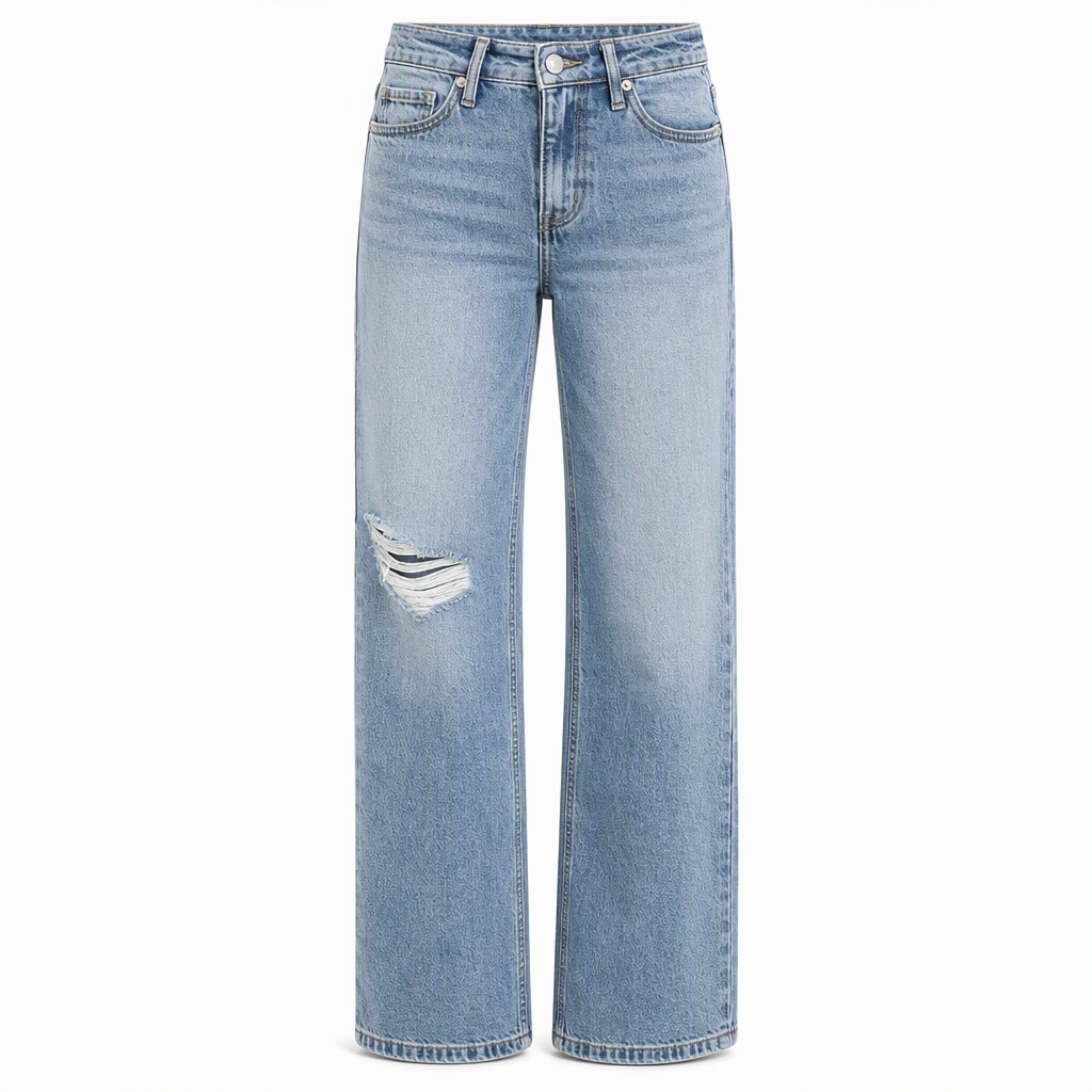 💖Black Friday Mega Deal – 50% off!💖 👖Women's High Waisted Ripped Wide Leg Denim Jeans Distressed Straight Pants