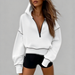 💖Black Friday Mega Deal – 50% off!💖 🌷Womens Cropped Zip Up Hoodie with Contrast Trim Long Sleeve Loose Fit Solid Color Casual Sweatshirt
