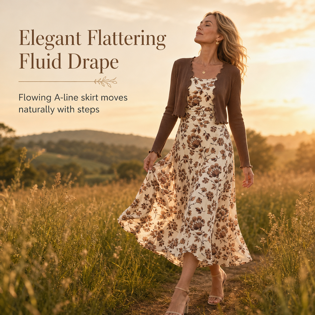 💖Black Friday Mega Deal – 50% off!💖 Women's Vintage Floral Slip Dress and Cropped Ribbed Knit Cardigan 2-Piece Set