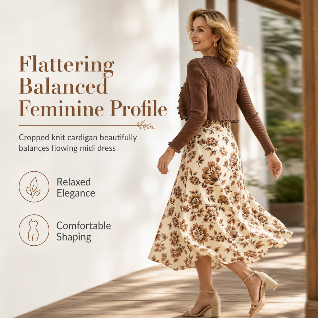 💖Black Friday Mega Deal – 50% off!💖 Women's Vintage Floral Slip Dress and Cropped Ribbed Knit Cardigan 2-Piece Set
